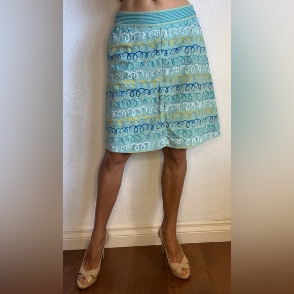 White Stuff 90s Vintage Linen A-lined Midi Skirt Blue (10) - Picture 3 of 16